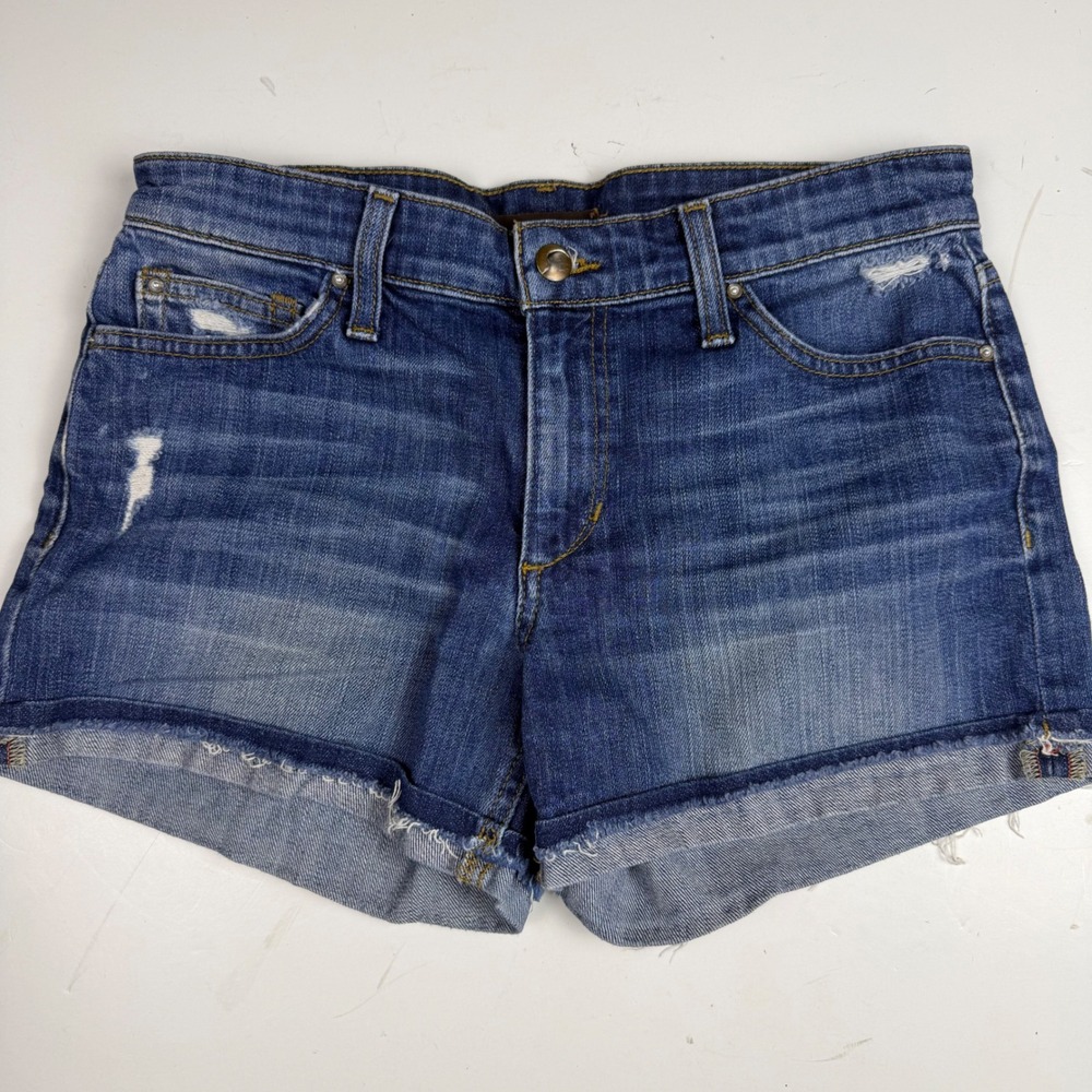 Joes Jeans Collectors Edition Distressed Denim Short Shorts Blue W28 Leather tag